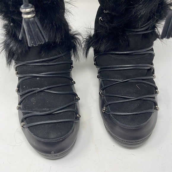Emilio Pucci Black Shearling Winter Boots - Picture 3 of 11